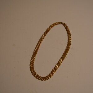 Necklace Vintage Unisex Chain 4 rows Patterns Wide ~3/8' Gold Tone Length ~8'